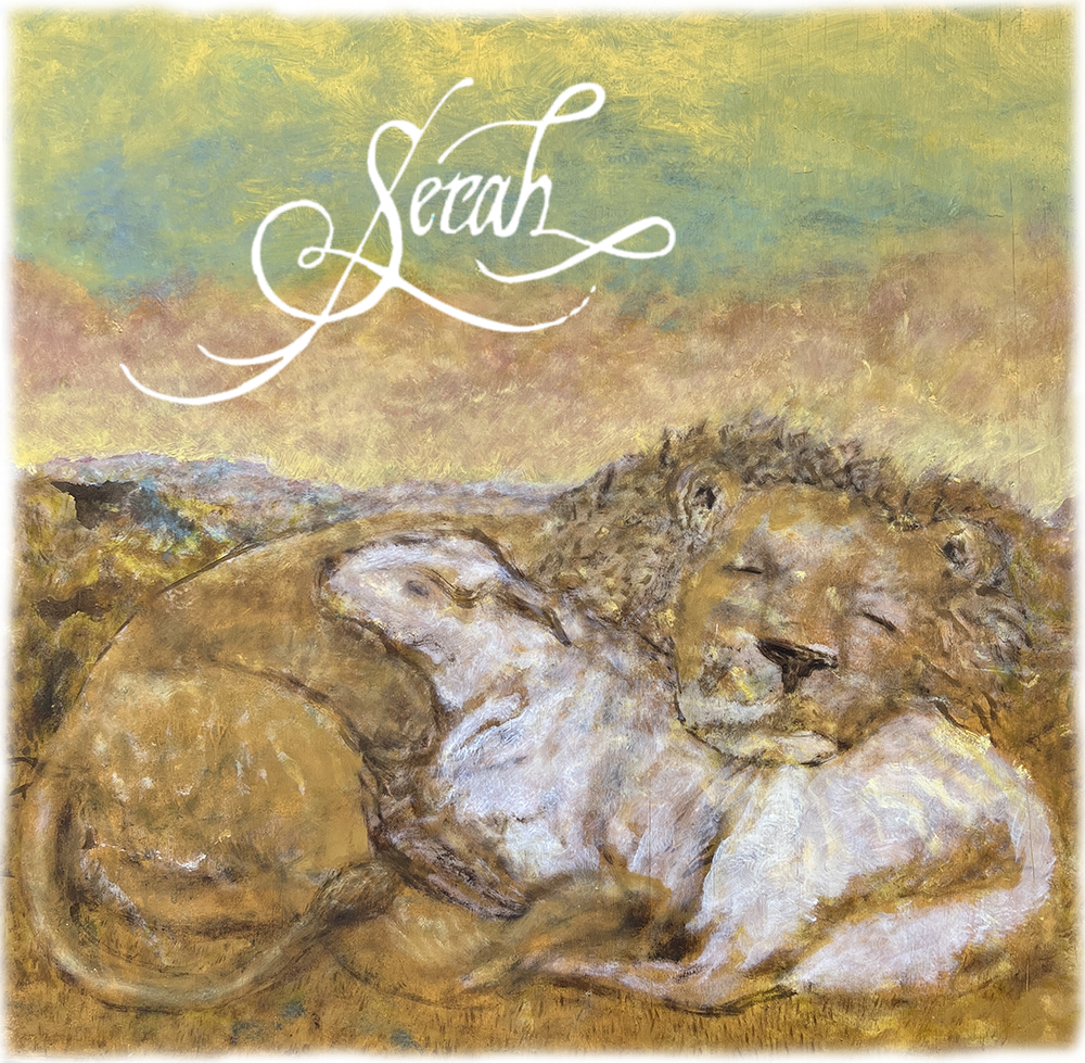 Serah logo on painting of Lion with cubs